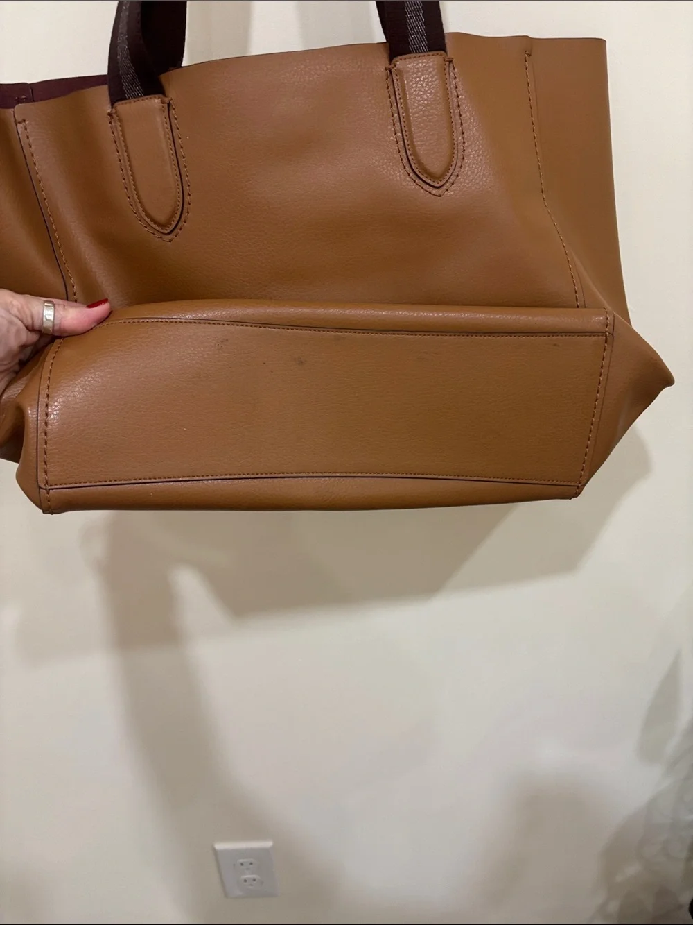 Coach Brown/Tan Leather Tote with Dark Brown Straps